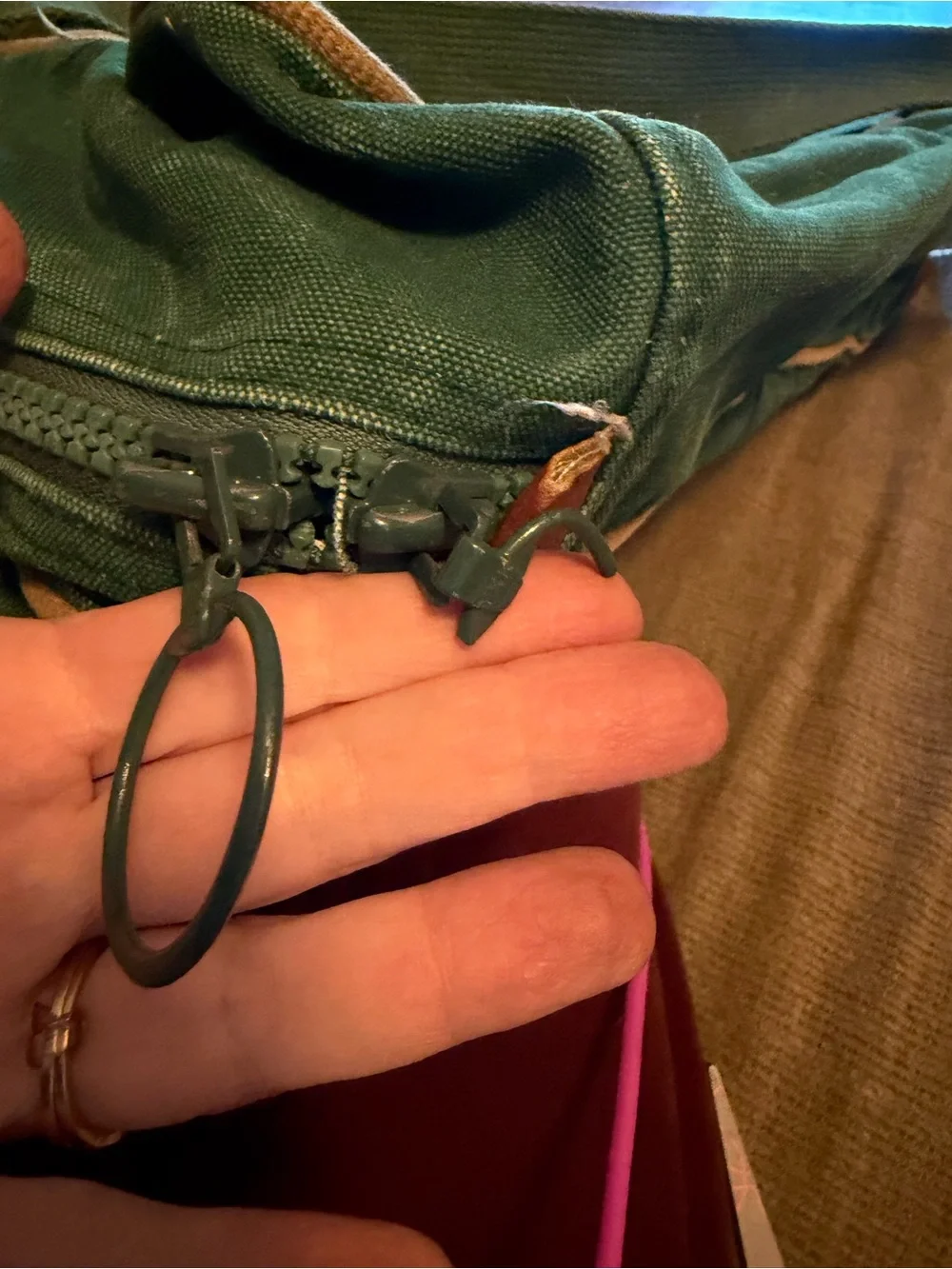 Vintage Lands' End Green Canvas Bag